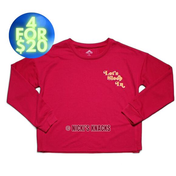 4/$20 - Thereabouts Girls Let's Sleep In Terry Pajama Sleepwear Top Pink Size 12 - Picture 1 of 7